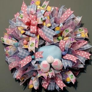 Hand Crafted Pastel Easter Bunny Wreath
